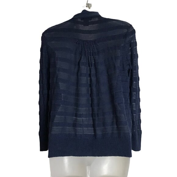 Lucky Brand Navy Blue Semi Sheer Knitted Open Cardigan Size M - Picture 5 of 6